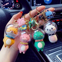 Creative Space Anime Keychain Fashion Car Bag Pendant Key Ring Trend Animal Astronaut Key Chains Couple Gifts Accessories G1019