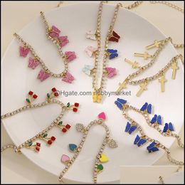 Chokers Necklaces & Pendants Jewellery Women Butterfly Pendant Necklace Female Rhinestone Shining Statement Crystal Charms Choker Gift Drop De