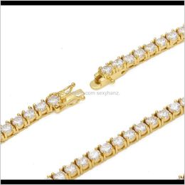 Anklets Drop Delivery 2021 Hip Hop Single Row Zircon Bracelet Instrend Full Diamond Jewelry Nmw74