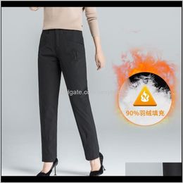 Pants Capris Womens Clothing Apparel Drop Delivery Women Wear High Waist With Thick Winter 2021 White Duck Down Cultivate Morality Show Thin