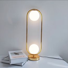 Nordic Glass ball Decor Table Lamp Golden Brass Black Desk light Metal Base Plate Modern Led lighting For Study/Bed Room