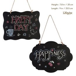 20*25.5cm Cloud Shape Hanging Wooden Blackboard Double Sided Erasable Chalkboard Wordpad Message Black Board Office School Supplies