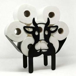 Cows Decorative Toilet Paper Holder - Free-Standing Bathroom Tissue Storage Roll Iron 210709