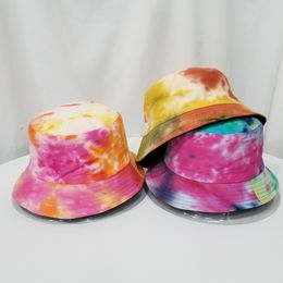 Unisex Fashion Summer Reversible Black White Rainbow Colour Printed Fisherman Caps Bucket Hats Gorro Pescador Men Women