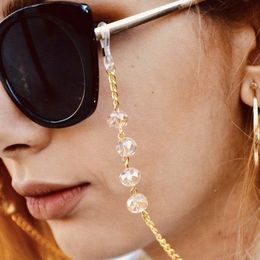 Chic Women Crystal Beads Glasses Chain Lanyards Anti-slip Gold Colour Sunglasses Chains Eyewear Cord Eeyglasses Rope