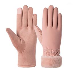 Five Fingers Gloves Women's Windproof Plus Velvet Warm Winter Driving Ski 9.3