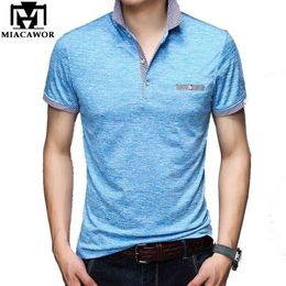 MIACAWOR New Original Men's Polo Casual Polo Shirts Men Solid Cotton Tee shirt Homme Slim Fit Short-sleeve Men's Clothing T706 210401