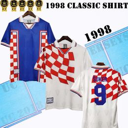 1998 WM-Fußballtrikot SUKER Home Away Retro-Klassiker-Trikot, individuelles Fußballtrikot mit der Nummer Suker 98, Fußballbekleidung Calcio