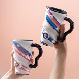 Mugs Creative Personality Mug High Capacity Cute Ceramic Couple Cups Coffee Cup Minimalist Style Tea With Handle And Cover
