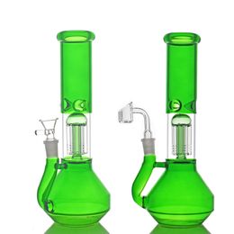 ultra-cheap 10.5 inches glass beaker bongs with arm tree percs water pipe dab rigs with 14 mm quartz banger nail and glass oil burner pipe