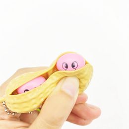 Fidget Toys Edamame Pop It Squishy Squeeze Peanut Pea Groundnut Earthnut Popper Bean Extrusion Keychain Stress Relief Chain Key Pendant Toy Children