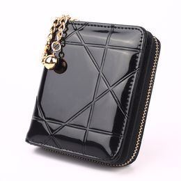 Small Square Coin Short Patent Leather Rhombus Small Card Holder Mini Bags For Women
