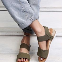 Sandals Summer Women's Shoes Hook And Loop Elastic Band Ankle Strap Slope Heel Platform Casual 2021 Simple