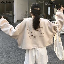 Women Hoodies All-match Trendy Korean Style Ulzzang Crop Top Female Womens Sweatshirts Oversize Pullovers Harajuku Streetwear Y0820