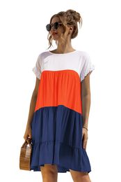 Summer Women Casual Chiffon Dresses OverSize Loose Short Sleeve Big Ruffles Cupcake Beach Mini Dress