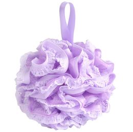 100pcs/lot Fashion Lace Mesh Pouf Sponge Bathing Spa Handle Body Shower Scrubber Ball Colorful Bath Brushes Sponges SN4013