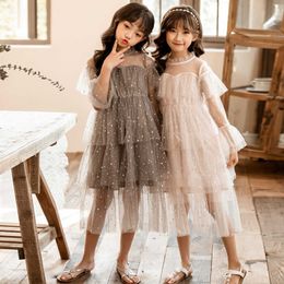 4 To 16 Years Kids and Teen Girls New 2020 Spring Stars Mesh Girls Dress Baby Princess Dress Mother and Kids Sweet Dress, #8699 Q0716