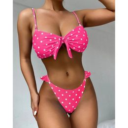 Women's Swimwear Sexy Ruffle Knot Bikini 2021 Women Swimsuit Feamle Swim Beach Wear Summer Brazilian Woman Bathing Suit Micro Set