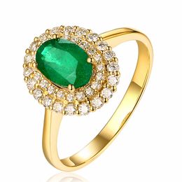 Vintage princess green crystal emerald gemstones diamonds rings for women 18k gold color jewelry bijoux bague party gift elegant