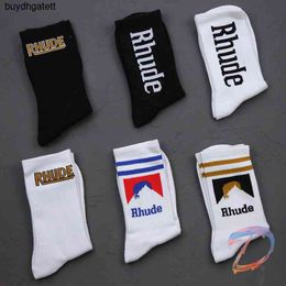 Men's Socks Men Women Rhude Socks Simple Letter High Quality Cotton European American Street Trend Couple In-tubelgxp