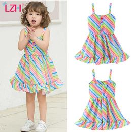 LZH 2021 Summer Infant Girls Suspender Skirts Fashion Striped Dots Newborn Kids Clothes Girls All-Match Children's Vest Skirt Q0716