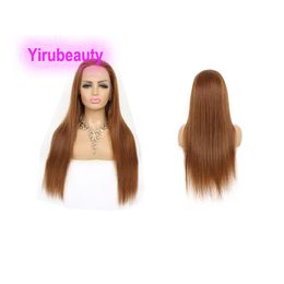 Indian Raw 250% Density 180% 13X4 Lace Front Wigs 8# Colour Silky Straight 10-32inch Free Part Products Yirubeauty 100% Human Hair