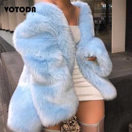 Luxury Faux Fur Coat For Women Oversize Loose O-Neck Jacket Winter Thicking Warm Street Clothing Girl Fashion ry Overcoat 211220
