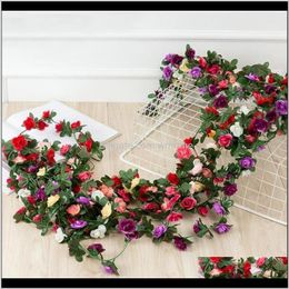 Decorative Wreaths Festive Party Supplies & Gardenartificial Silk Rose Hanging Fake Flowers Simulation Plant Flower Vine For Home Wall Garde