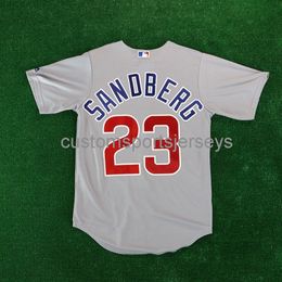 Men Women Youth Embroidery Ryne Sandberg Grey Cool Base Jersey All Sizes