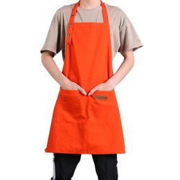 Aprons Unisex Cotton Canvas Work Apron Adjustable Cafe Shop Kitchen Household Cooking Baking Chef Waiter BBQ Hairdresser