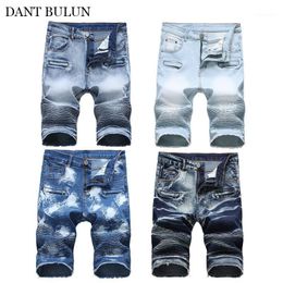 Men's Jeans Summer Denim Pants Short Stretch Biker Men Skinny Fit Distressed Ripped Trousers Thin For Shorts Jean