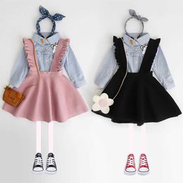 Baby Girls Sweaters Dress Kids Overalls Knitted Strap Toddler Only Include 3-8Y E097 210610