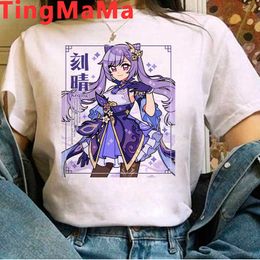 2021 New Genshin Impact T Shirt Men Hot Game Graphic Tees Kawaii Summer Tops Harajuku Cartoon T-shirt Funny Keqing Unisex Male Y0901