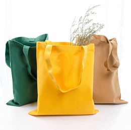 Storage Bags Colourful Blank Pattern Canvas Shopping Eco Reusable Foldable Shoulder Bag Handbag Tote Cotton Wholesale SN3633