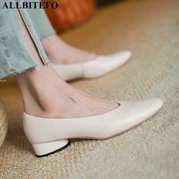 ALLBITEFO comfortable soft natural genuine leather women heels shoes fashion casual high heel shoes high heels tacones mujer 210611
