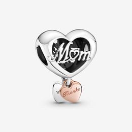 100% 925 Sterling Silver Thank You Mum Heart Charm Fit Original European Charms Bracelet Fashion Wedding Jewellery Accessories