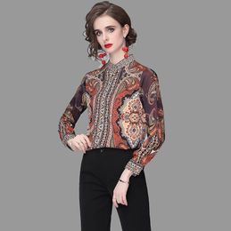 Boutique Shirt Long Sleeve Retro Trend Womens Blouse OL Spring Autumn Shirt Fashion Elegant Lady Shirt