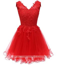 2022 Sexy Princess V-Neck Lace Mini Prom Dresses With Lace-Up Tulle Plus Size Homecoming Cocktail Party Special Occasion Gown Vestido Fiesta BH05