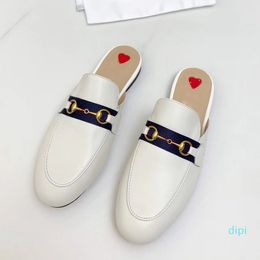 2022- Men Women Designer Loafers Metal Buckle Snake Pattern Genuine Leather Princetown Lace Velvet Slippers Ladies Casual Mules