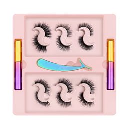 Premium Thick Natural 6 Pairs Magnetic False Eyelash Set Soft & Light Handmade Reusable 3D Fake Lashes Glue-free with Magnet Liquid Eyeliner + Tweezer 7 Models DHL Free