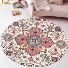 Indian ethnic style rug Area Rug for Living Room Flower Pattern Round Carpet roundmat Rooms could Mechanical Wash 210626