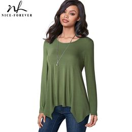 Nice-Forever Spring Women Classic Pure Colour T-Shirts Casual Shift Tees Tops btyT059 210419