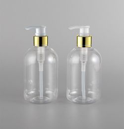 20pcs 350ml clear Pet Shampoo Bottle 350cc Plastic Lotion gold /silver Pump Bottle Shampoo Container