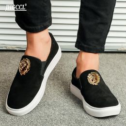 New men's Casual golden Shoes Tiger black loafers male Big yards luxury brand beauty accessories Sports shoe Cow the cloth with soft nap P11