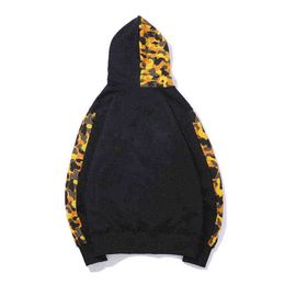 2021 jaqueta tubarão cabeça banho tubarão camuflagem macete moletom preto camo largo zip hoodie tamanho grande 2xl quente