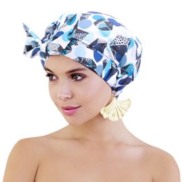 New women cute printing Waterproof fabric shower cap with elastic band binding method headcover Bathroom supplies protect hair