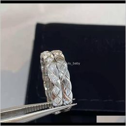 Band Rings Jewellery Drop Delivery 2021 Titanium Steel Love Mens And Womens Styles Outer Layer Diamond Pattern Small Fragrance Ring Packaging B