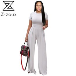 Women Sets Short Sleeve T Shirt High Waist Wide Leg Pants Two Piece Plus Size Suit Fashion 210524