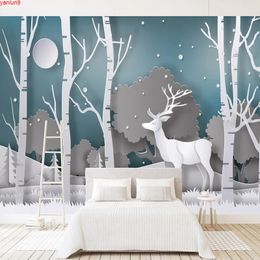 Custom 3D Wall Murals Abstract Forest Elk Modern Living Room Bedroom Background Painting Waterproof Canvas Mural Wallpapergood quatity