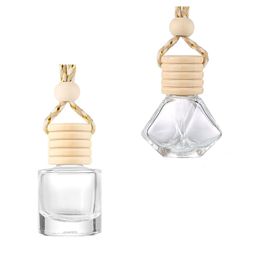 Car Perfume Bottle Air Freshener Diffuser Hanging Fragrance Bottles Pendant Empty Refillable Glass Jars Package for Essential Oils Ornament